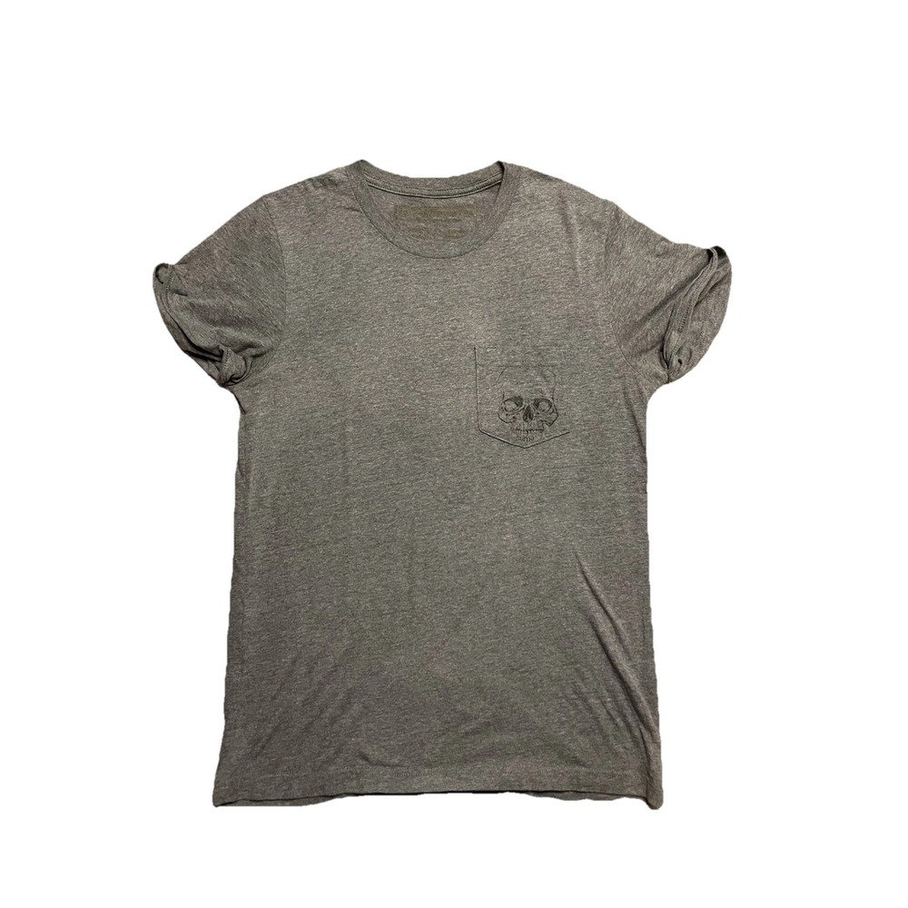 ANDROGYNOUS FOX, Grey tee with Human Skull Heart Print on pocket, size M